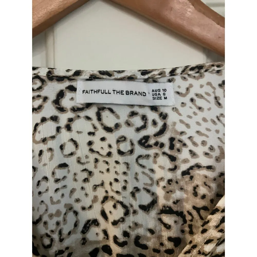 FAITHFULL The BRAND Margherita Mini Dress Animal Print Smocked 6 Medium M - Image 5