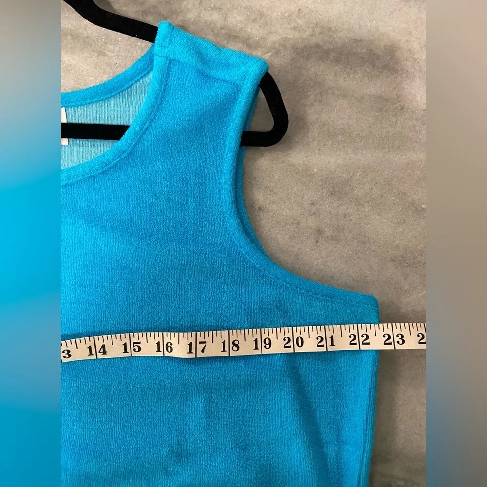 NWOT Metropolitan Size L Bright Blue Terry Cloth Tank Sun Dress Coverup Pockets Size L - Image 9