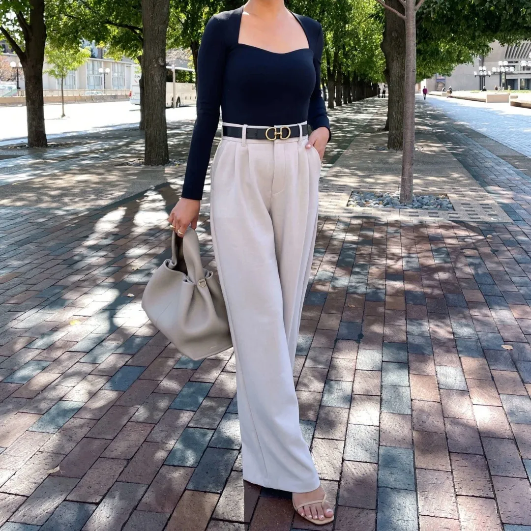 Abercrombie | Sloane Tailored Wide-Leg Straight Trouser Pant in Light Taupe - Image 3