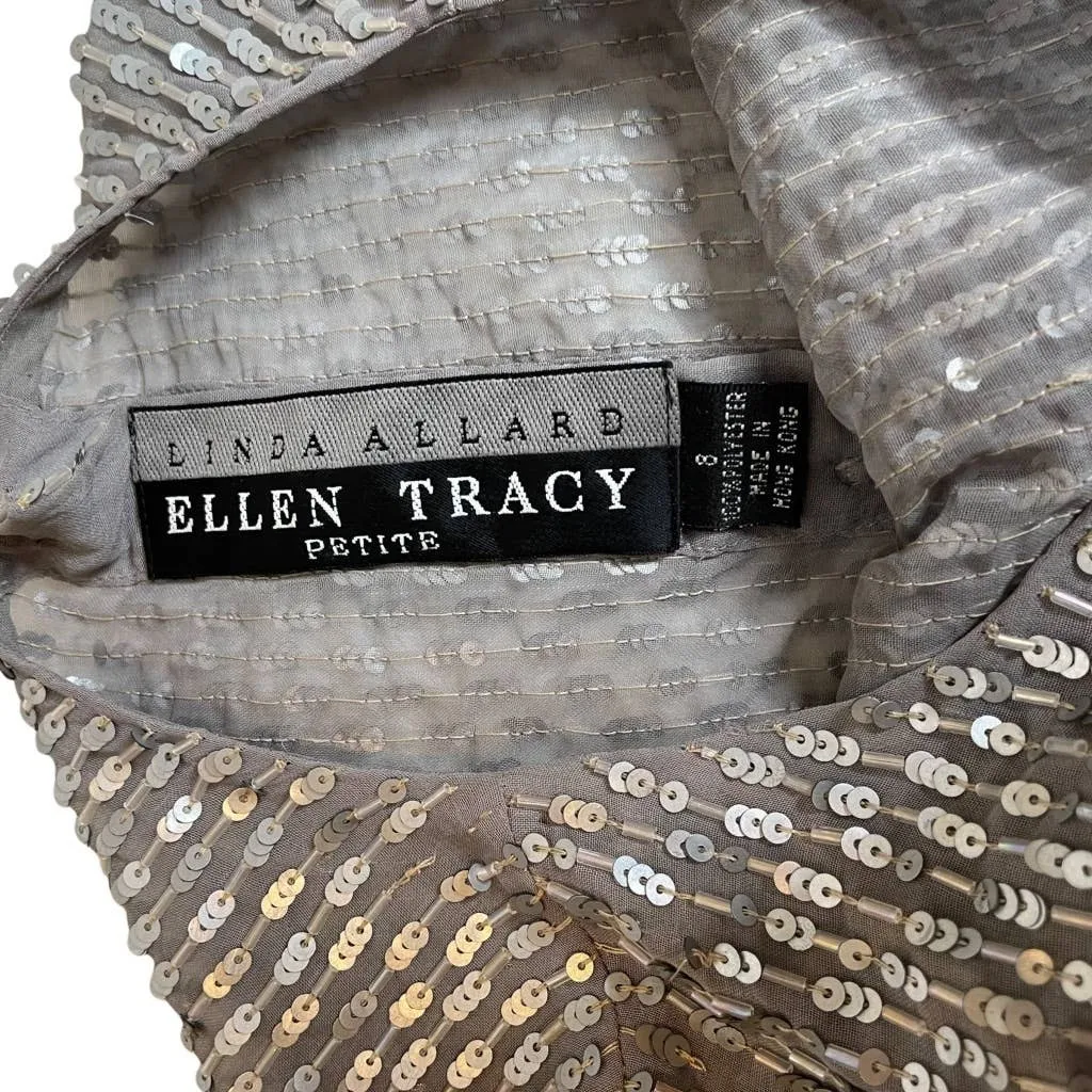 ELLEN TRACY Button Down Sequin Top Camisole Petite 8 Small Vintage Linda Allard‎ - Image 3