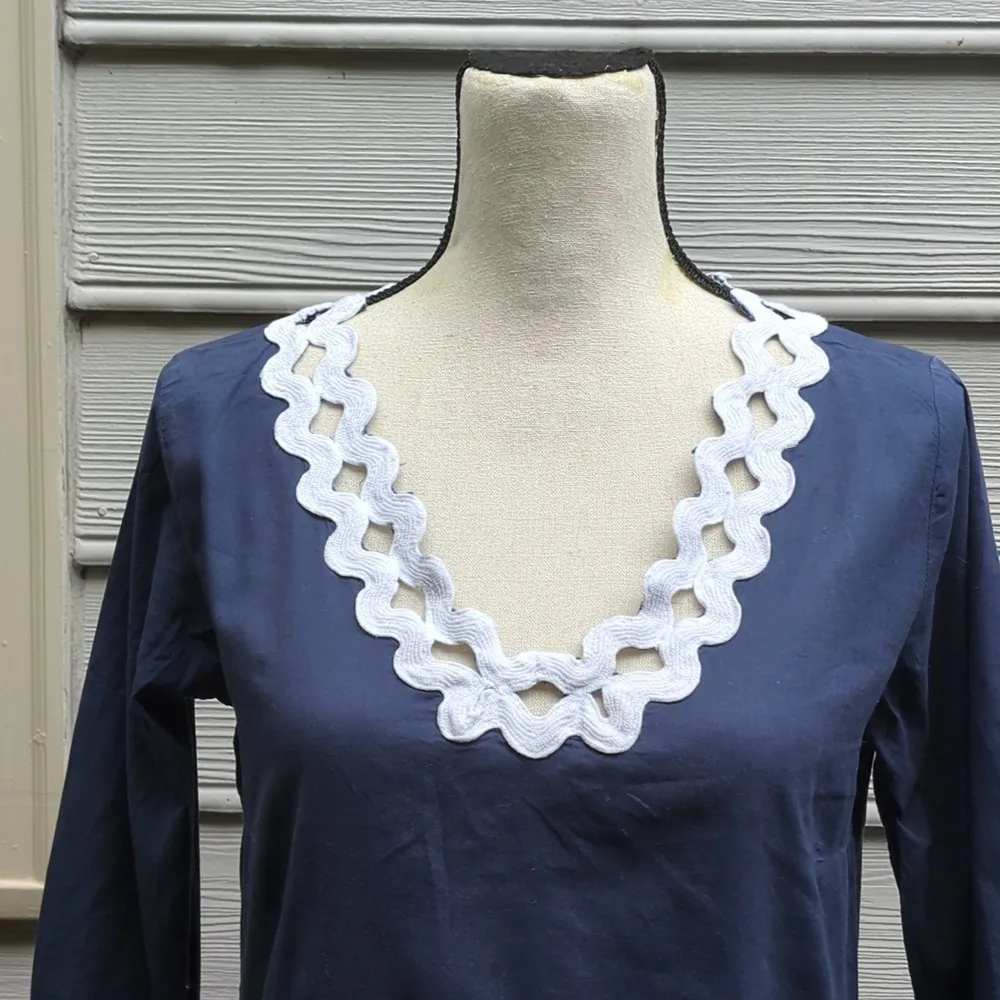 Gretchen Scott Designs 3/4 Sleeve Ric Rac Trim Tunic Shirt - Image 2