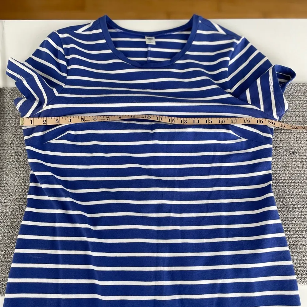 Old Navy Cobalt Blue White Striped Stretch Cotton Tee Shirt Dress Sz XL - Image 6
