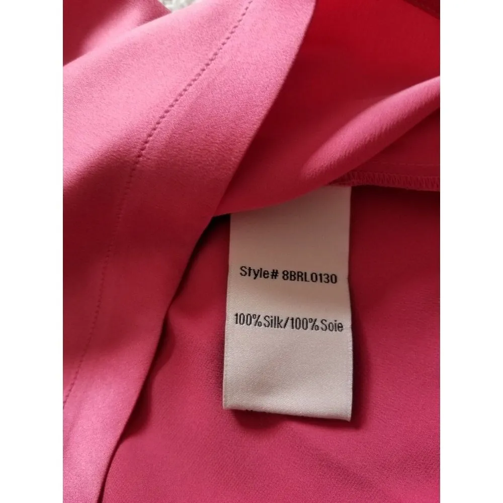 Badgley Mischka Short Sleeve Silk Pocket T-Shirt Honey Suckle Coral Women's Sz L - Image 10