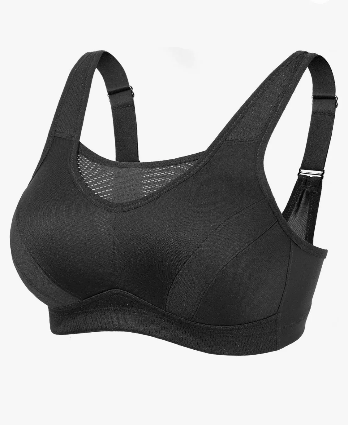 Deyllo Women’s Sports Bra High Impact Wireless Bra Full Coverage Plus Size Bra Non Padded Yoga Bras Black - Image 2