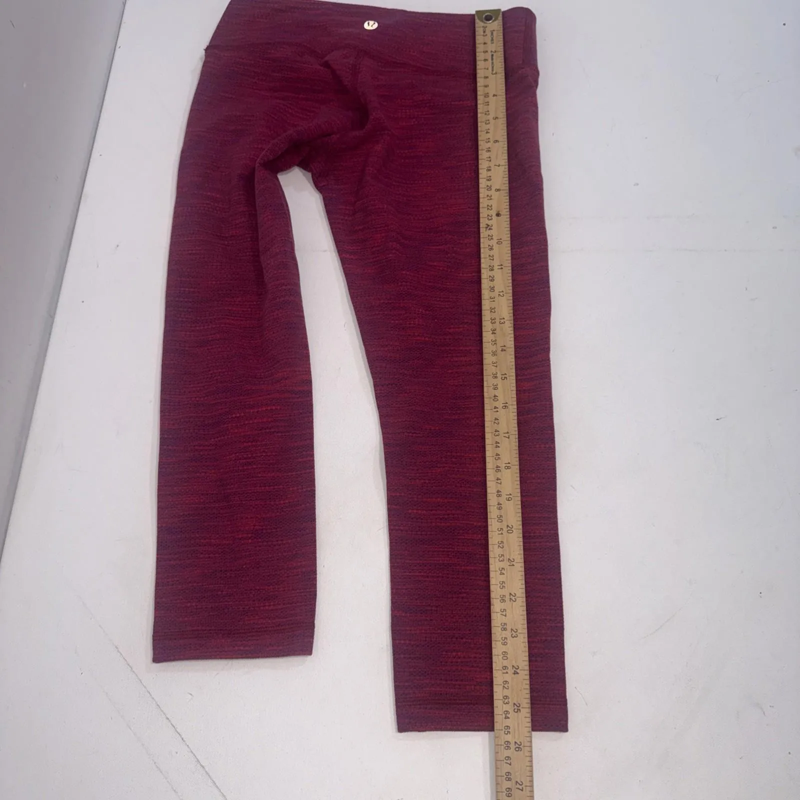 Lululemon Wunder Under Crop Pant Red Bumble Berry Flaming Tomato Jacquard Size 4 - Image 7