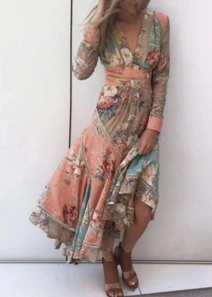 Rare Zimmermann Anais Antique Floral Patchwork v Neck Midi Maxi Dress Size 0 AU - Image 1