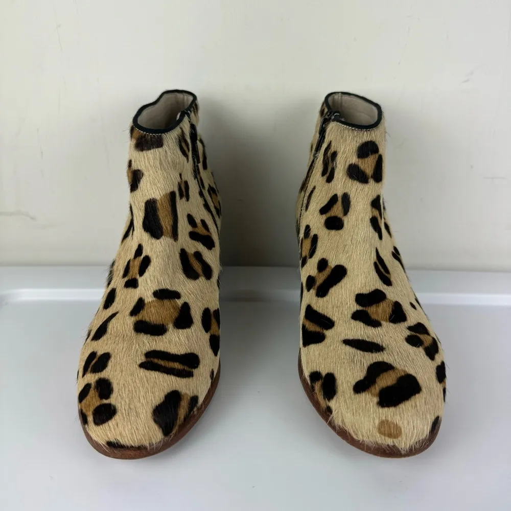 Boden Leopard Calf Hair Ankle Booties Sz 39 Brown - Image 6