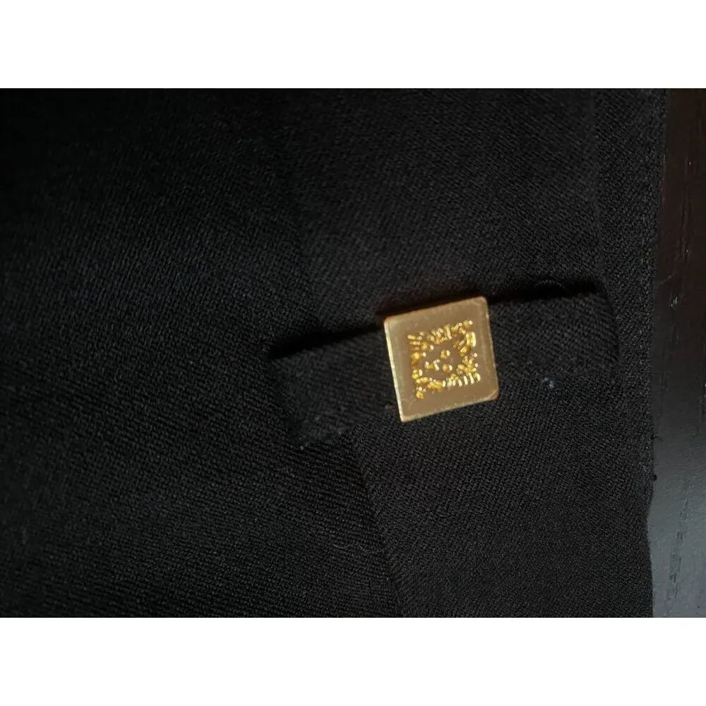 Anne Klein Womens Straight Leg Black Dress Pants Sz 8 Gold Lion Buttons Trousers - Image 14