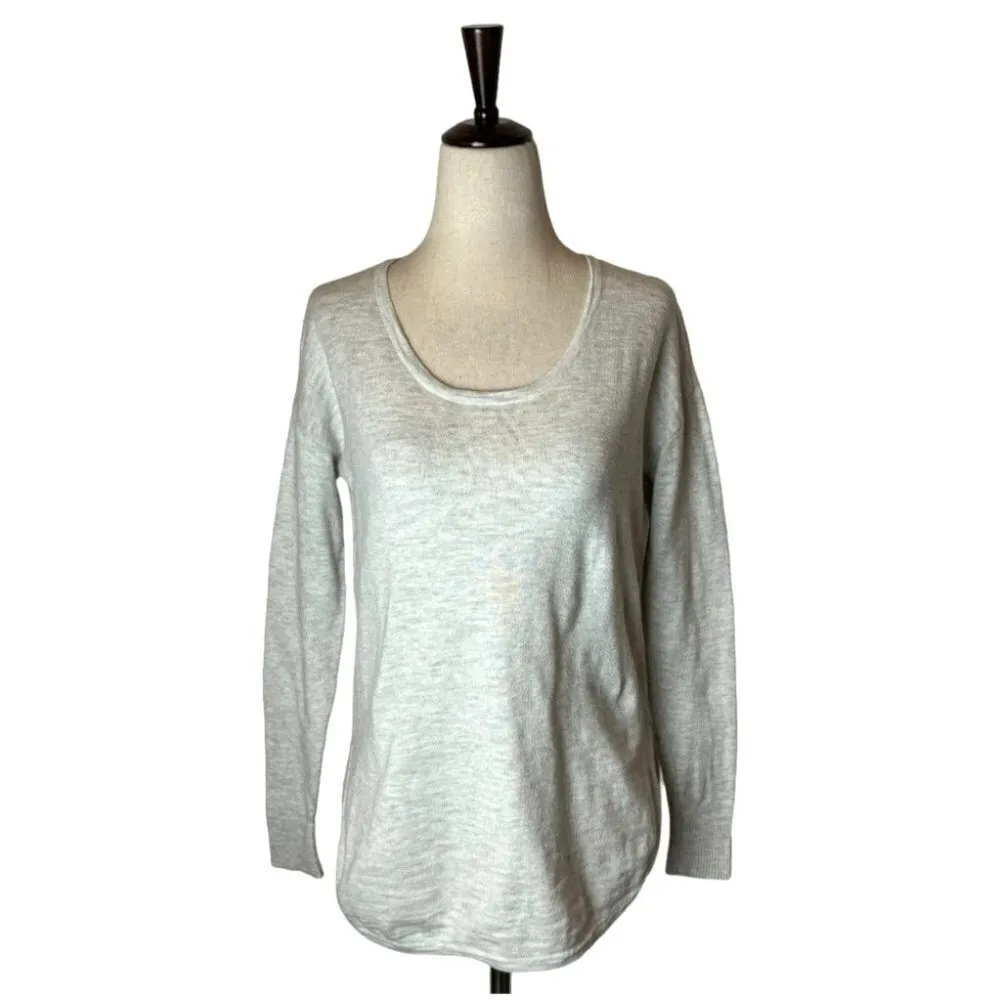 Madewell Gray Scoop Neck Long Sleeve Knit High Low Sweater Top Size XXS - Image 3