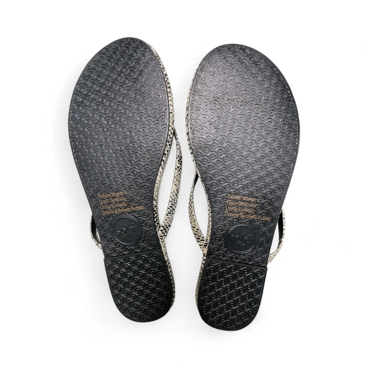 Solei Sea Vivie Python Grey Strappy Flat Flip Flop Sandal size 8 Gray - Image 2