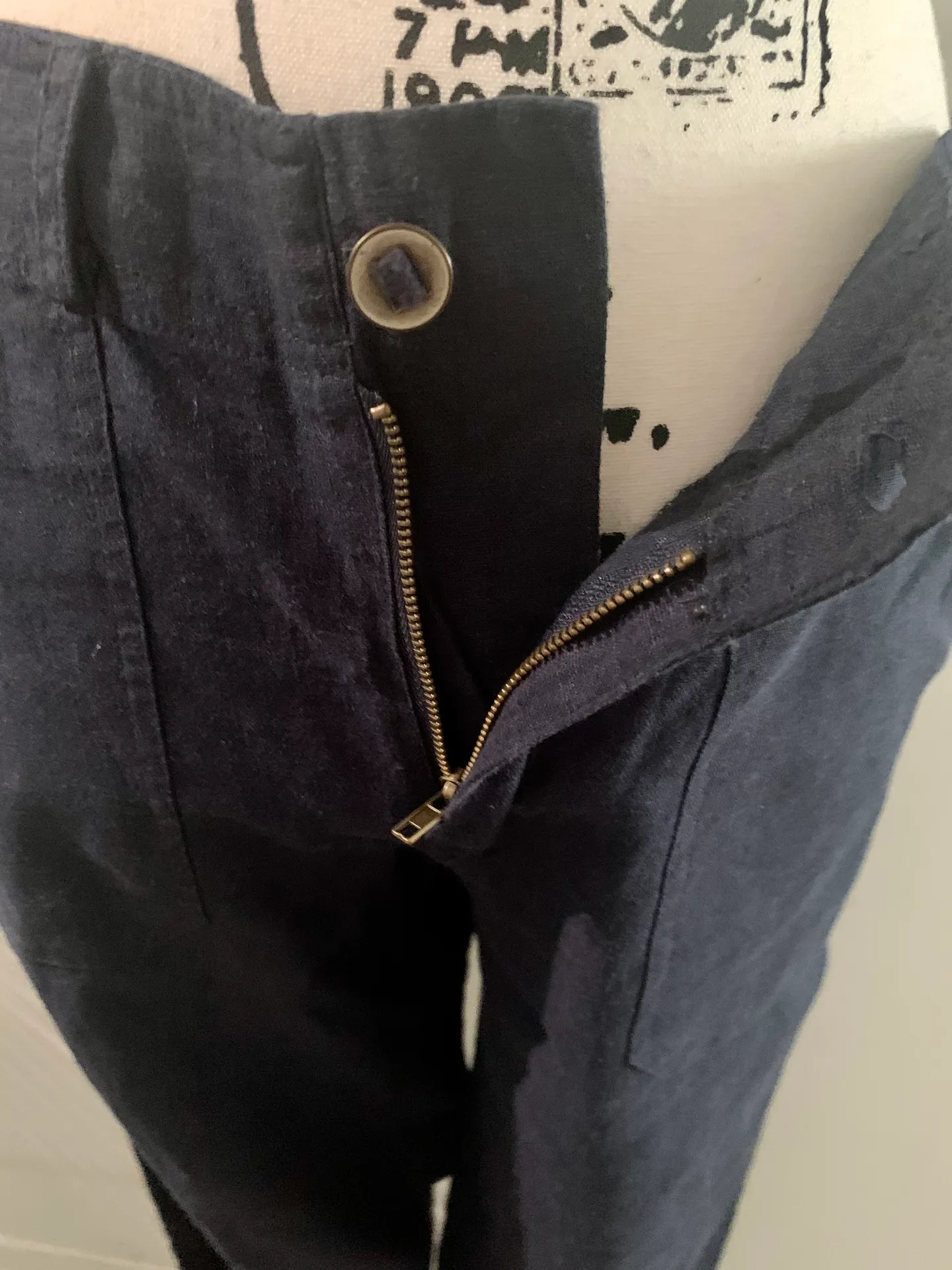 Love Tree Los Angeles Linen Navy Blue Chico Pants Sz S - Image 9