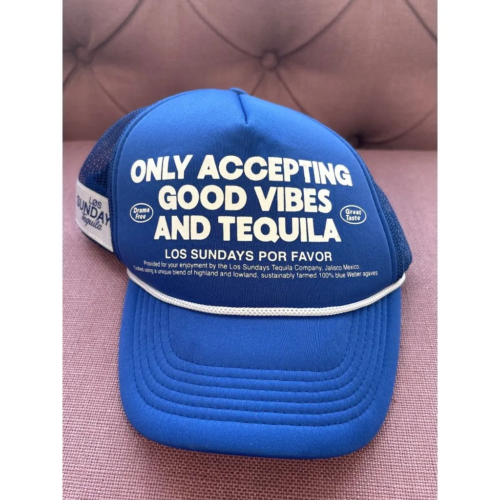 Los Sundays The Drama Free Trucker Hat in Blue One Size Unisex Cap - Image 4