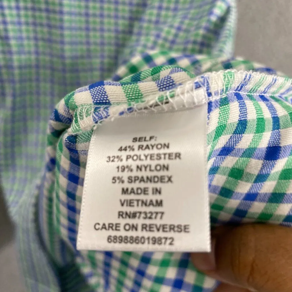 Elle Women M Blue Green Plaid‎ Ruffle Sleeve Shirt Dress - Image 7