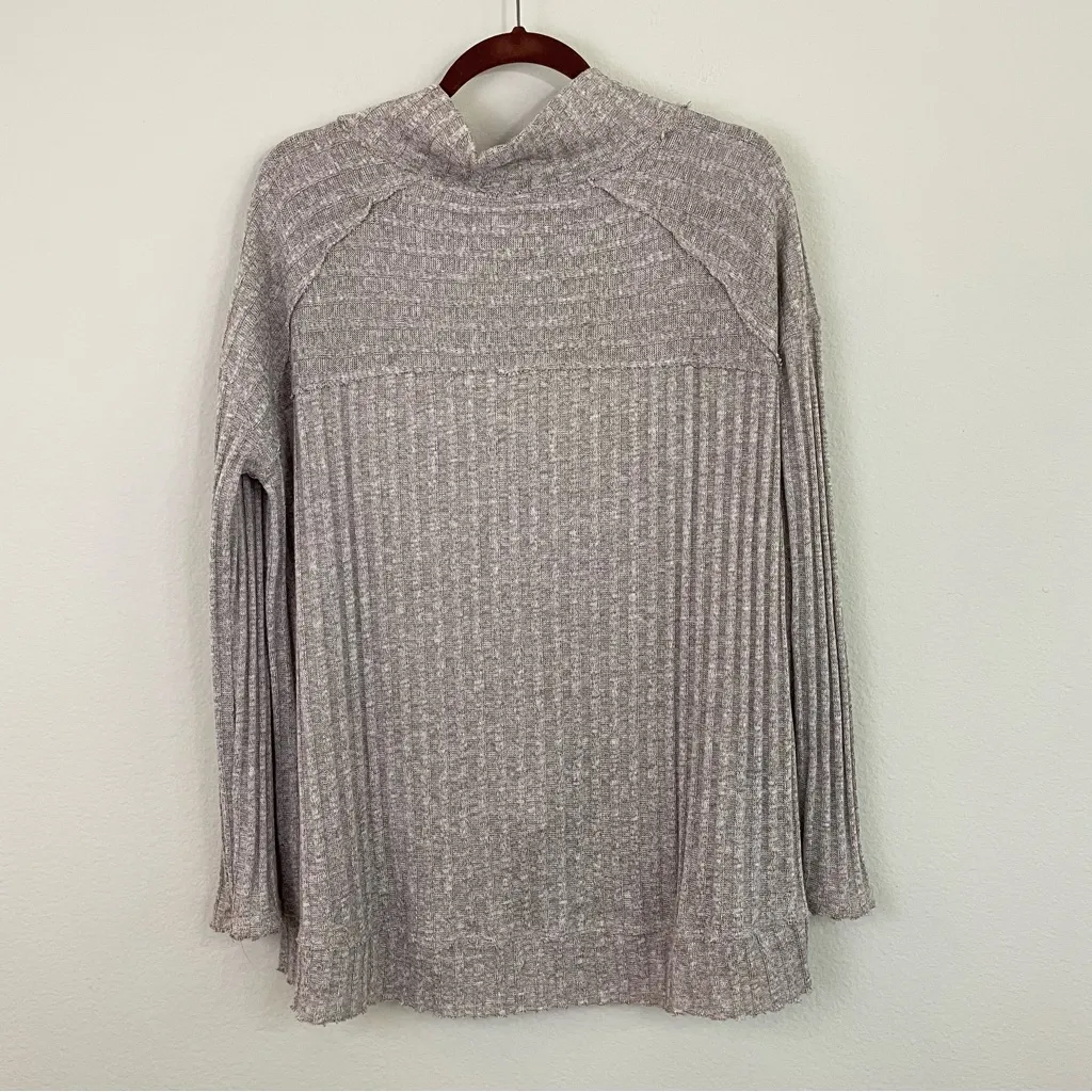 Free People Clarissa Ribbed‎ Knit Funnel Neck Lightweight Tunic Sweater Size L - Image 7