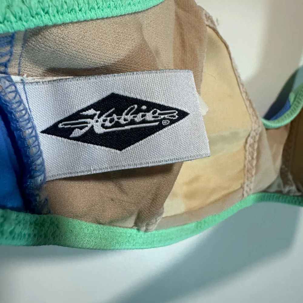 Vintage Hobie Swimwear Bikini Top Halter Colorblock Padded Adjustable Blue Small - Image 3