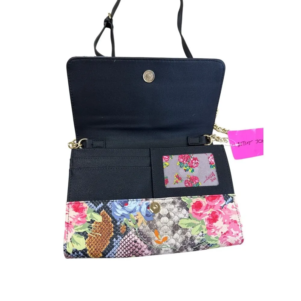 Betsey Johnson Floral Snakeskin Crossbody Clutch Purse SKU 7809 - Image 9