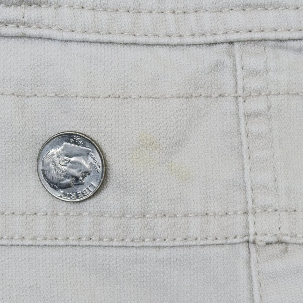 Vintage 90s Bum Equipment Jeans Khaki & Orange Denim Overall Shorts Tan Size M - Image 14