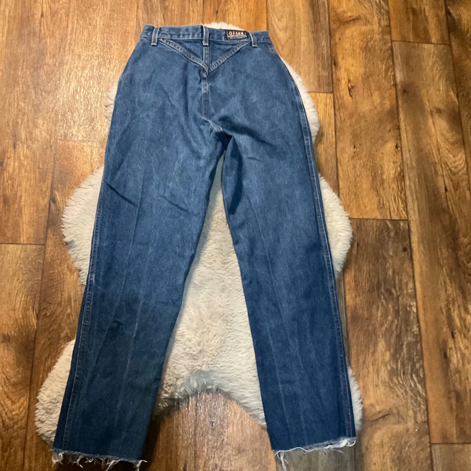 Ozark Mountain Denim Jeans Vintage Western No Back Pockets 26 Blue Raw Hem - Image 4