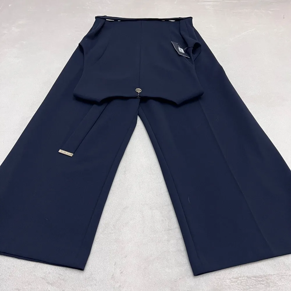 Women's Navy Cropped Belted Wide Leg Jumpsuit Sz 10 MSRP $129.00 - Image 13