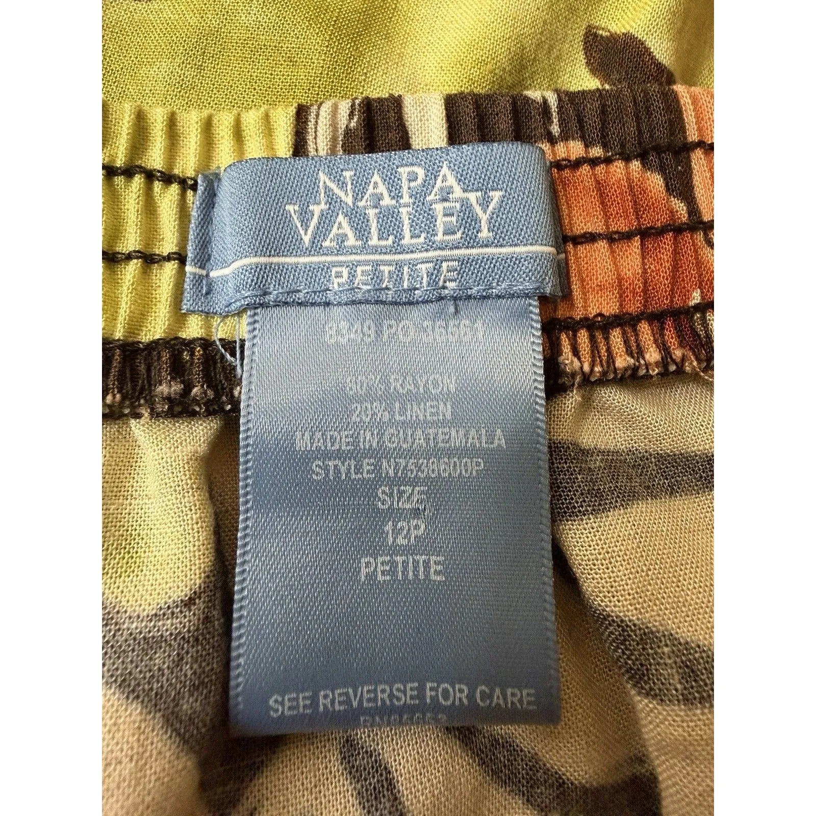 Napa Valley Midi Skirt Womens 12 Petite Floral Linen Blend Flowy Coconut Girl Size 12P - Image 2