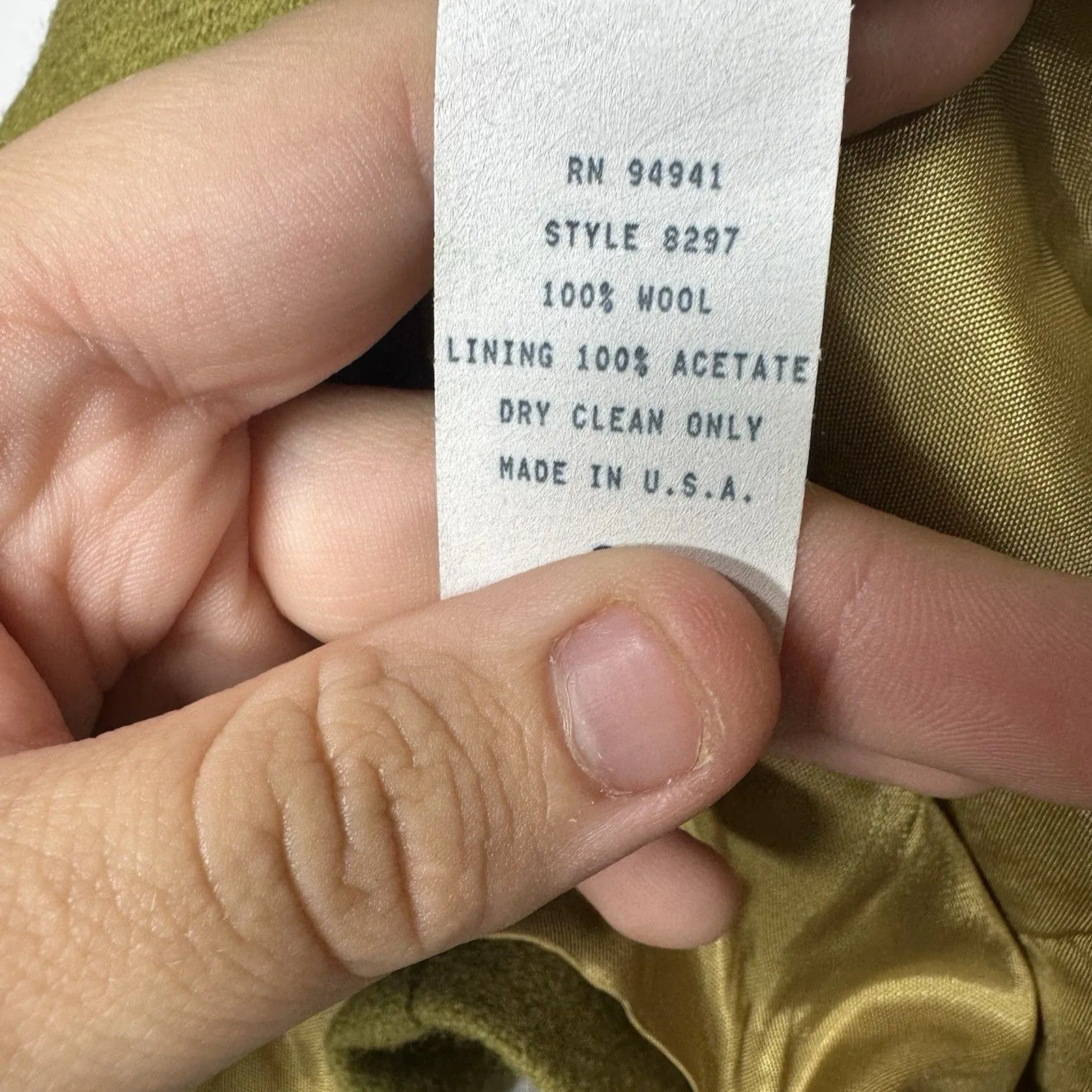 Adolfo Women’s Wool Blazer Size 8 Olive Green Single-Button Notch Collar - Image 9