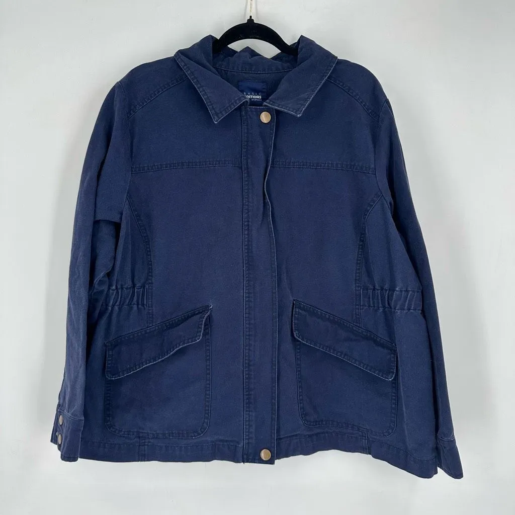 VTG Y2K Basic Editions Women's Barn Chore Canvas Navy Blue Jacket‎ Coat Size 1X - Image 11
