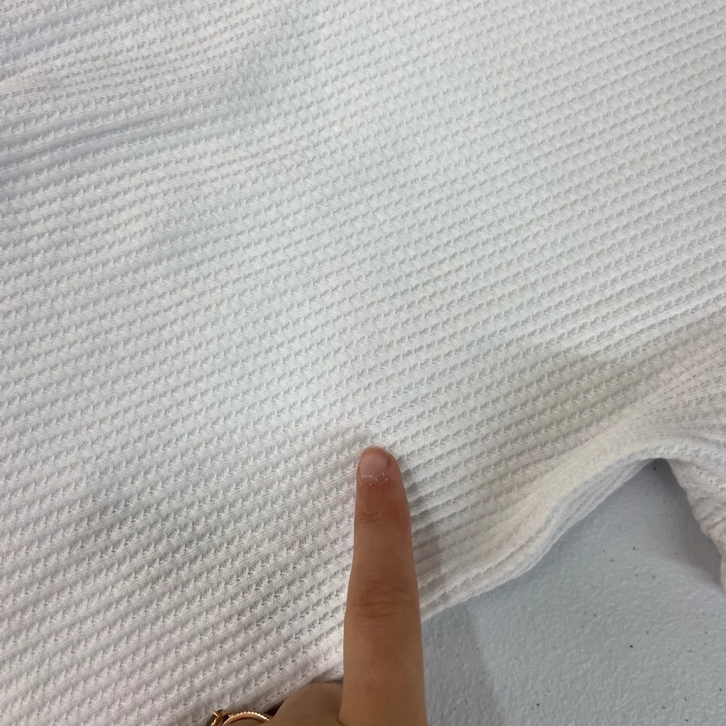 Forever 21 women’s solid white waffle knit short sleeve 100% cotton casual shirt - Image 6