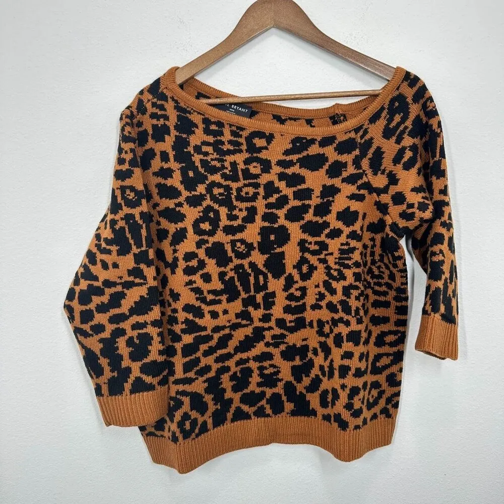 Lane Bryant Leopard Print One Shoulder Sweater‎ 18/20 Brown & Black Knit Womens - Image 2