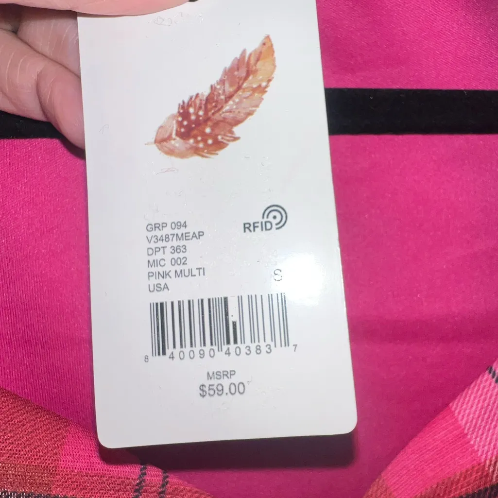 Chelsea & Violet Fuchsia Plaid Long Sleeve Dress small - Image 4