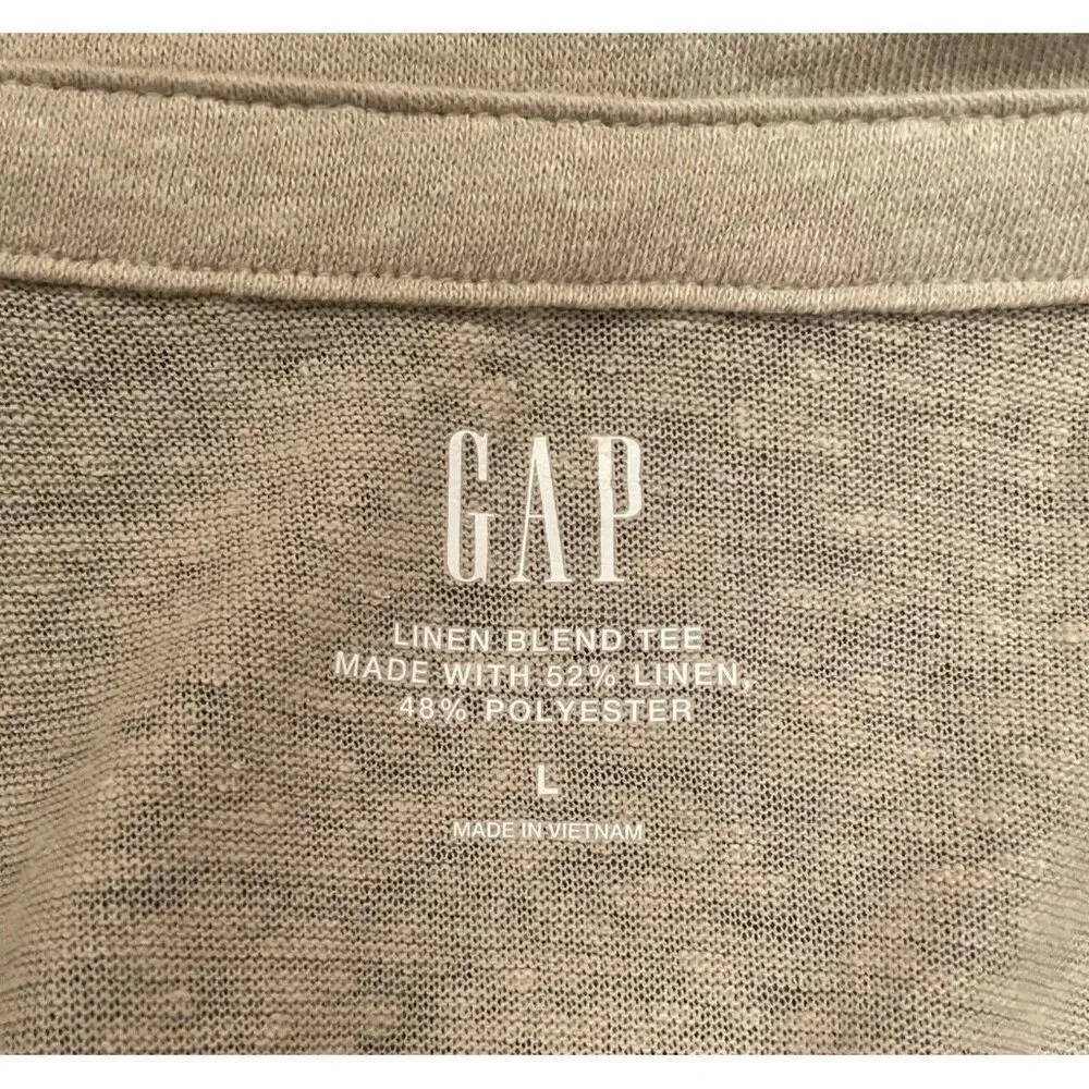 Gap Women’s Large Tan Green Linen Blend Tee Short Sleeve Shirt Top Lot‎ Of 2 - Image 6