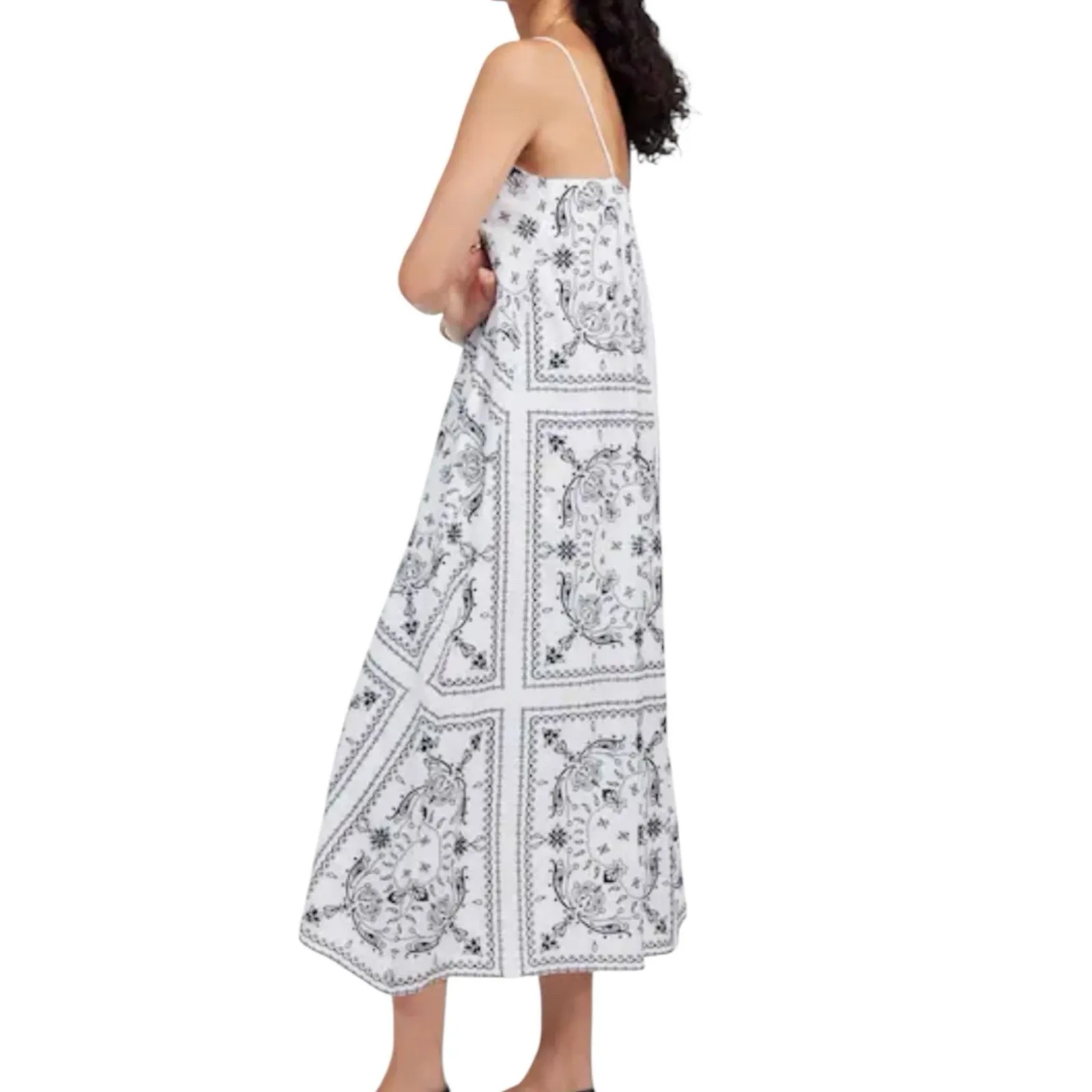 NWT Madewell Embroidered Deep V Neck MIDI Dress In Bandana Size XXS - Image 2