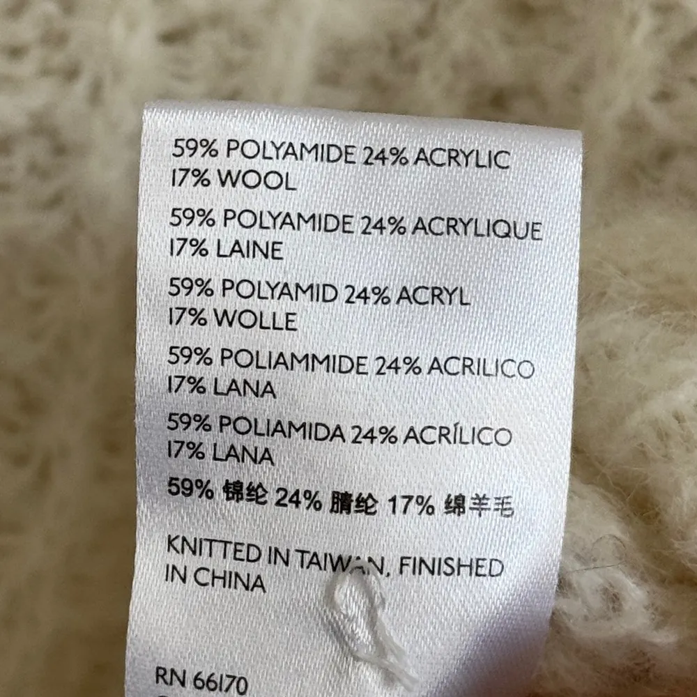 Anthropologie Ivory White Ruffled Boat Neck Soft Wool Knit Sweater Size Medium - Image 7