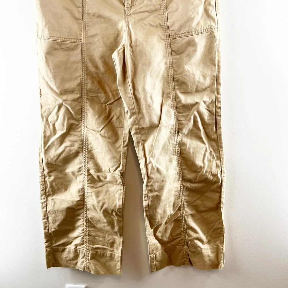 LOFT High Rise Belted Stovepipe Wide Leg Trouser Khaki Pants in Twill Tan 10 - Image 11