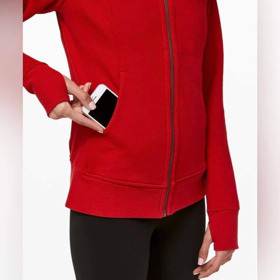 2019 Lululemon Scuba Hoodie Light Cotton Fleece Dark Red Size 2 Retired Edition - Image 4