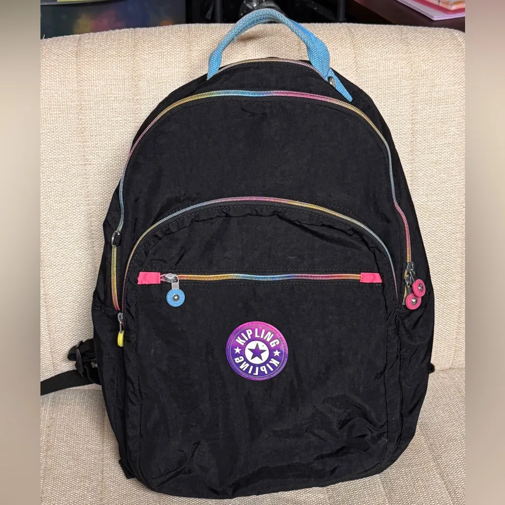 Kipling Seoul Large Printed 15" Laptop
Backpack Black Rainbow - Image 2