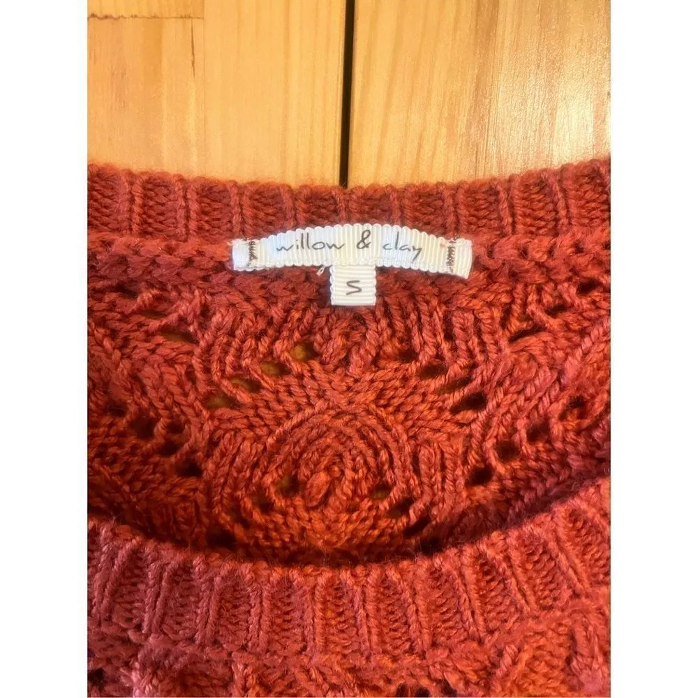 Willow & Clay Womens Orange Sweater long sleeves Small (2783) - Image 2