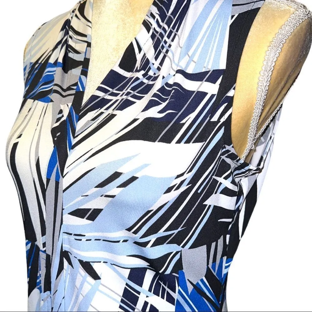 Calvin Klein super cute blue, black white abstract design sleeveless top - Image 5