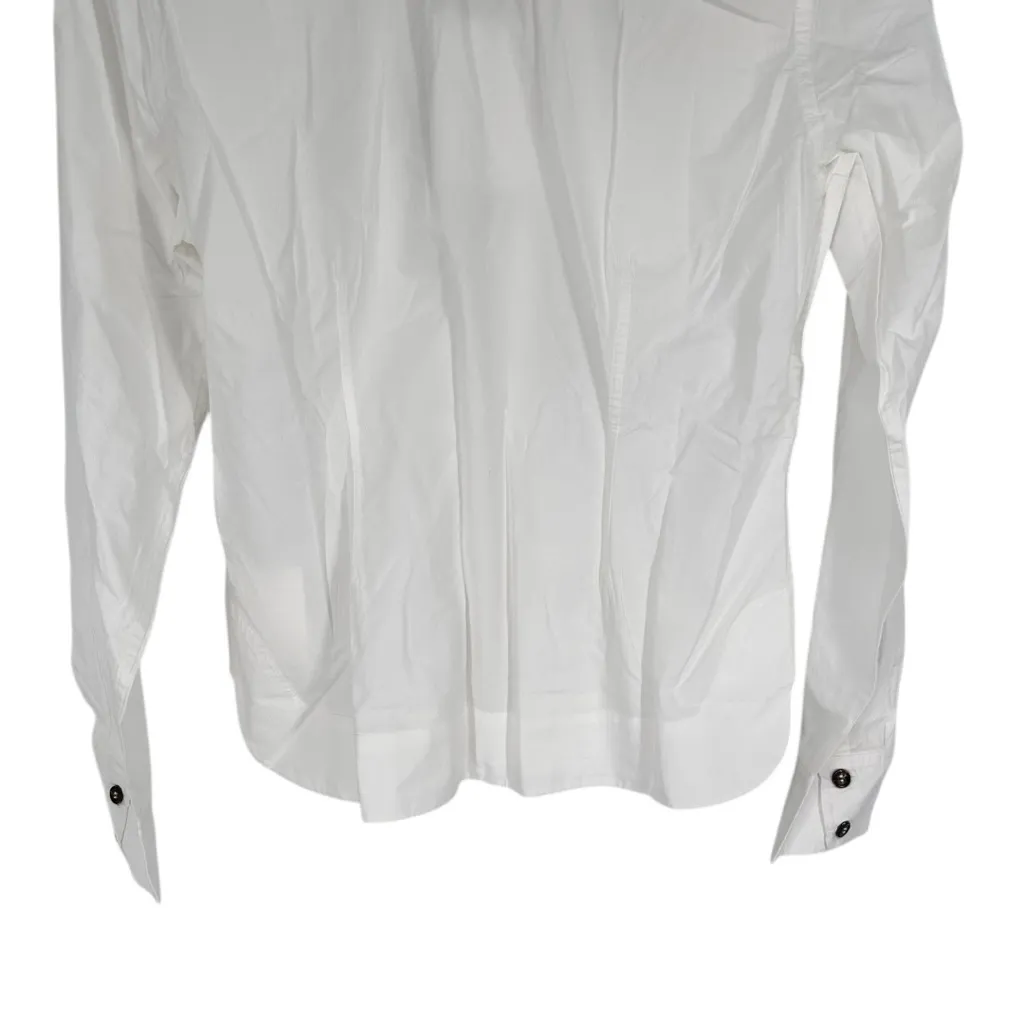 Ganni Wide Ruffle-Trimmed Collar Cotton Poplin Shirt size 36/US 4 Small NWT - Image 8