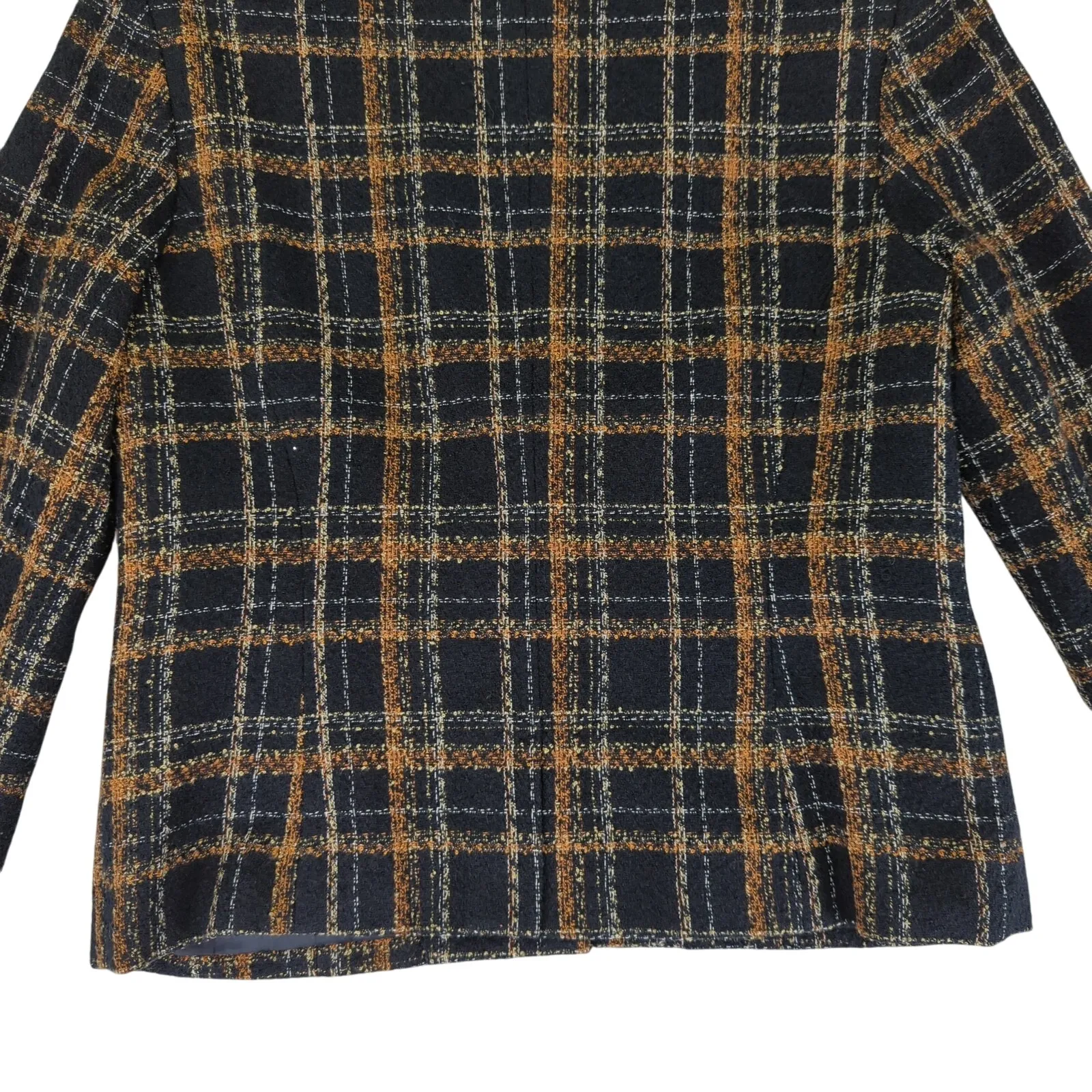 Vintage Norton Mcnaughton Tweed Blazer Jacket Two Button Black Brown Women's 8P - Image 6