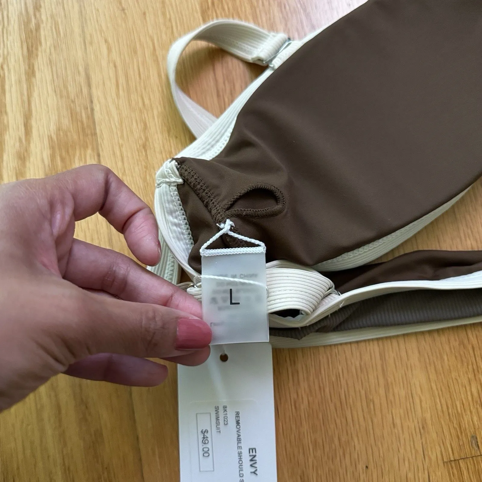 Sundays Brunch Women's Two Piece Swimsuit Wandering In Paris Brown White Sz L Size L - Image 7