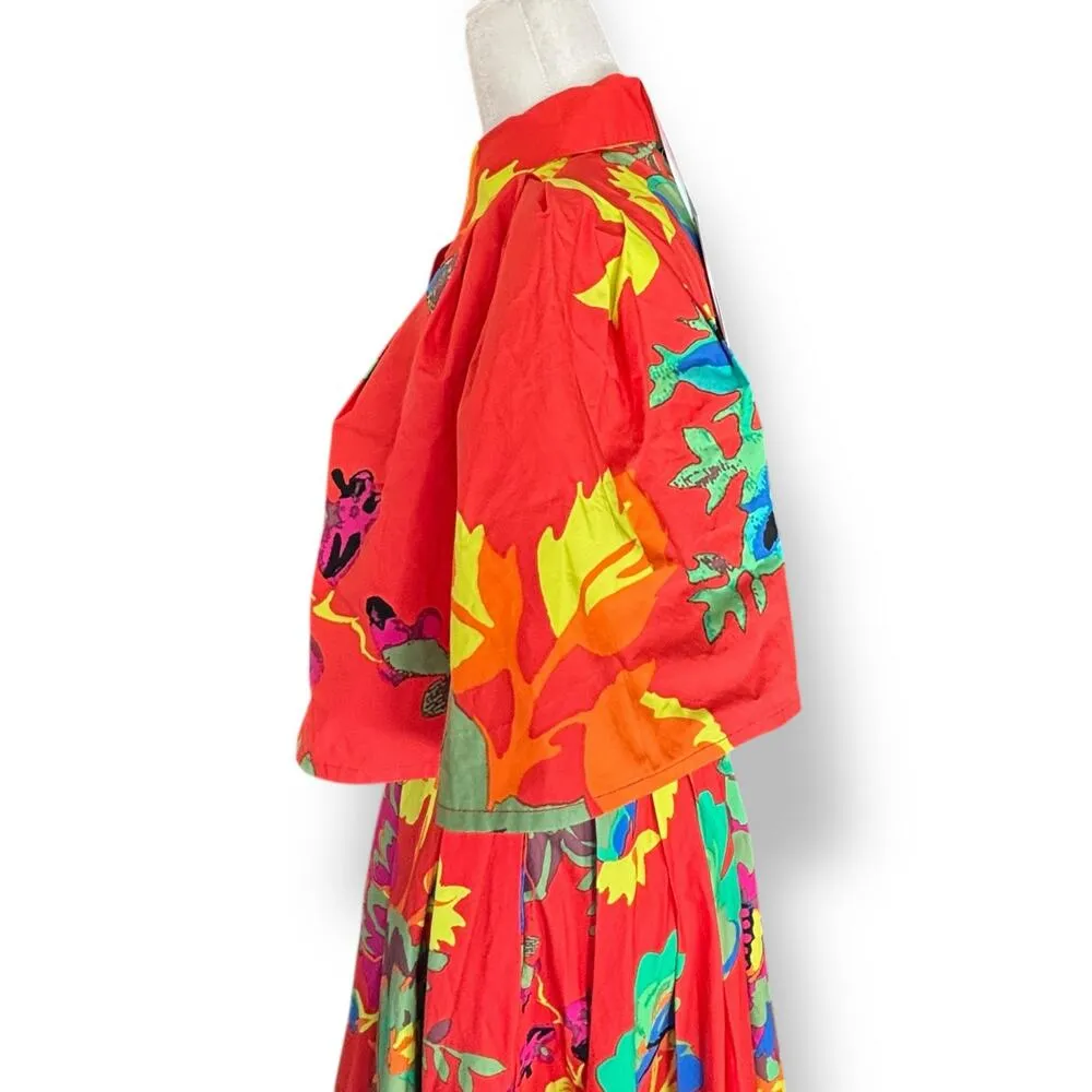 Christopher John Rogers X Target Shirtdress Maxi Red Floral Short Puff Sleeve 0 - Image 3