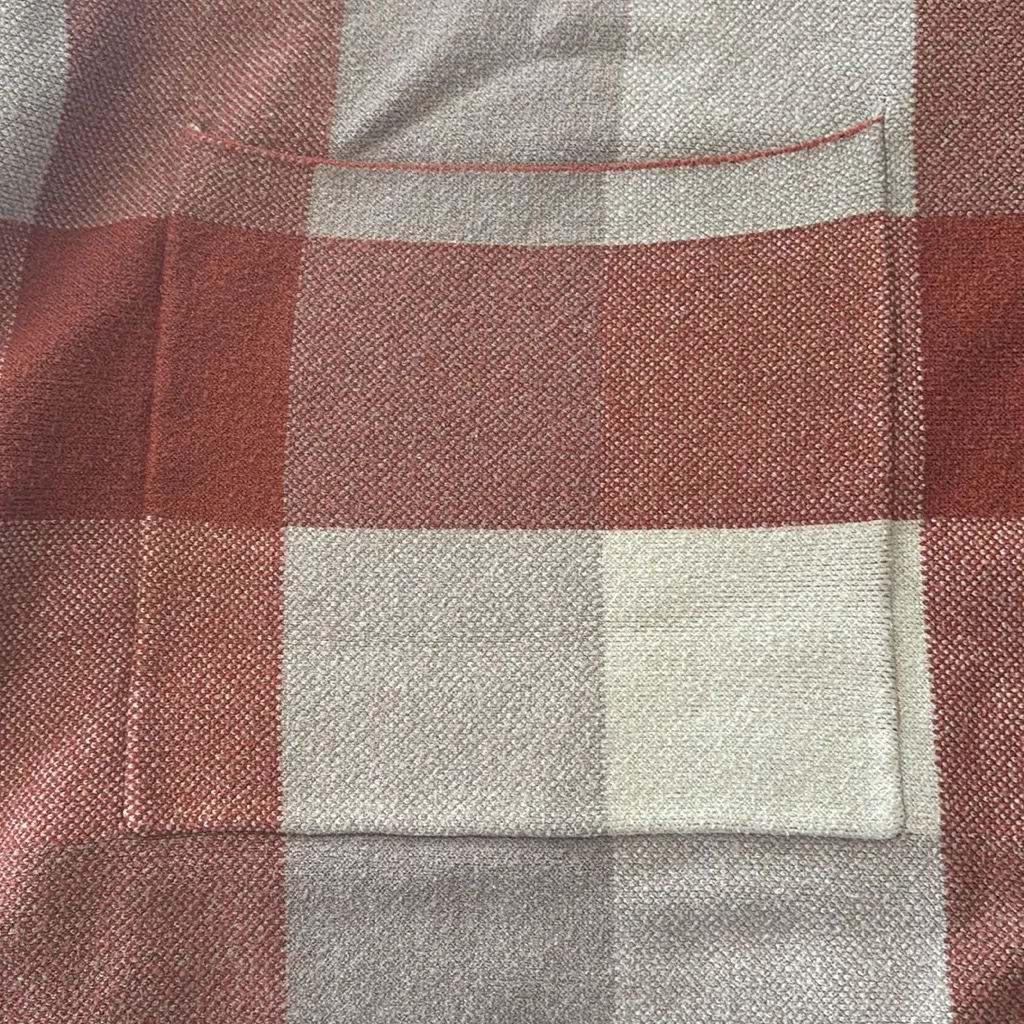 Tahari Rust/Grey Oversized Full Zip Plaid Poncho Sweater Size L/XL - Image 5