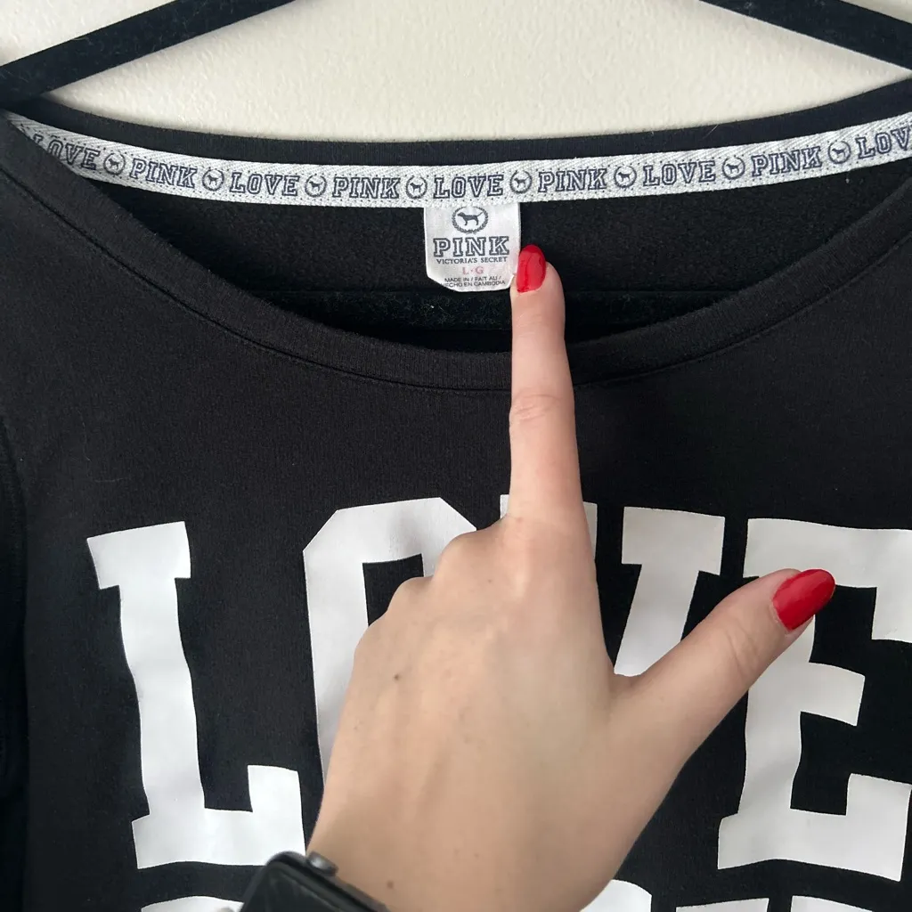 Victoria's Secret Black and White LOVE PINK Sweatshirt - Image 4