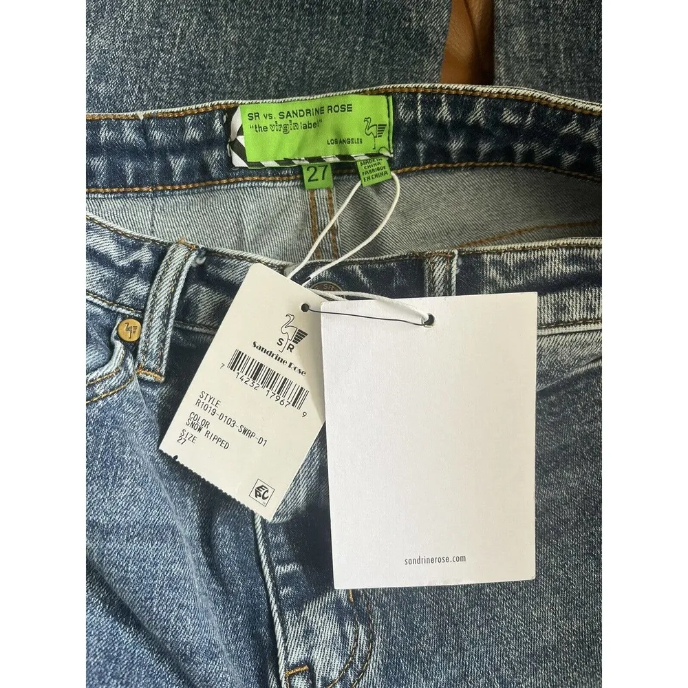 NWT Sandrine Rose Free People High Waisted Snow Ripped Skinny Jeans Sz 27 - Image 7