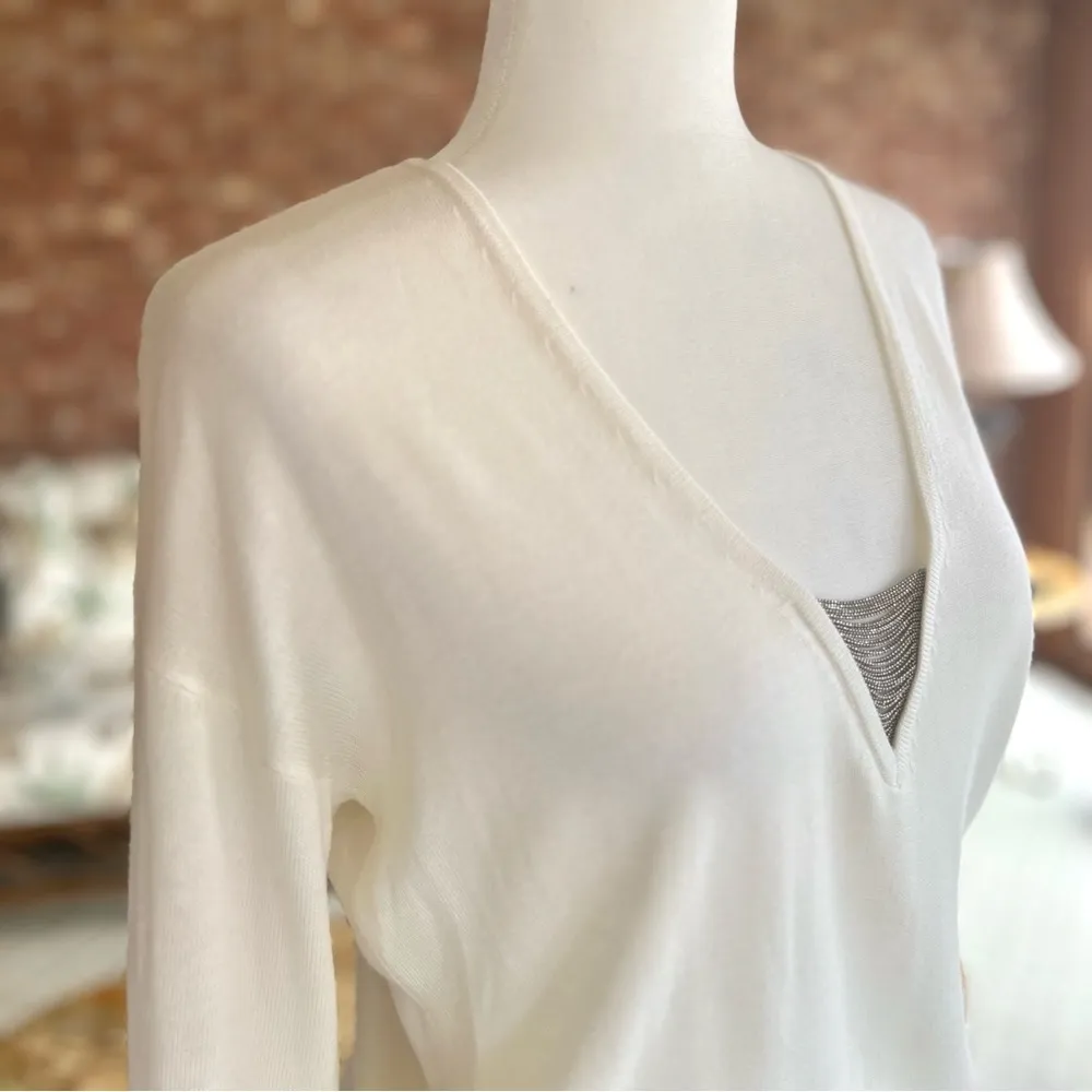 NWT WHBM Sweater Ball Chain Tunic Long Sleeve Ivory  S Long Sleeve Embellished S - Image 12