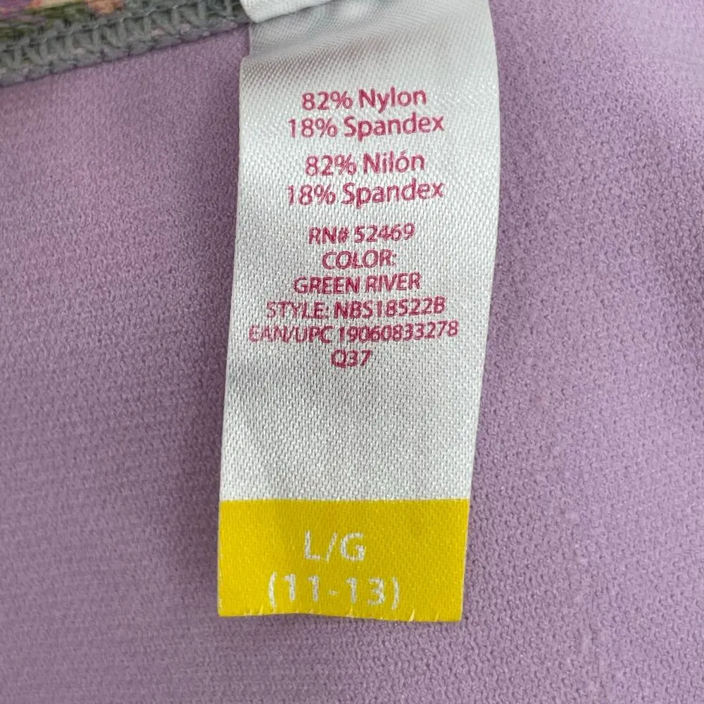 No Boundaries Bikini Set Floral Sage Green Pink Corset Flutter M Top L Bottoms - Image 10