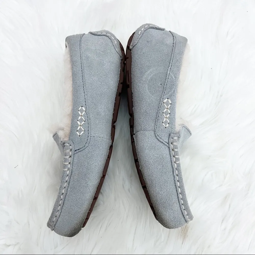 UGG Ansley Gray Suede Fur Slippers - Image 3