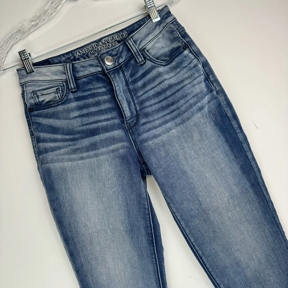 American Eagle Denim Jogger Pants Sz 0 Super Stretch Jeans Ankle Cuff - Image 4