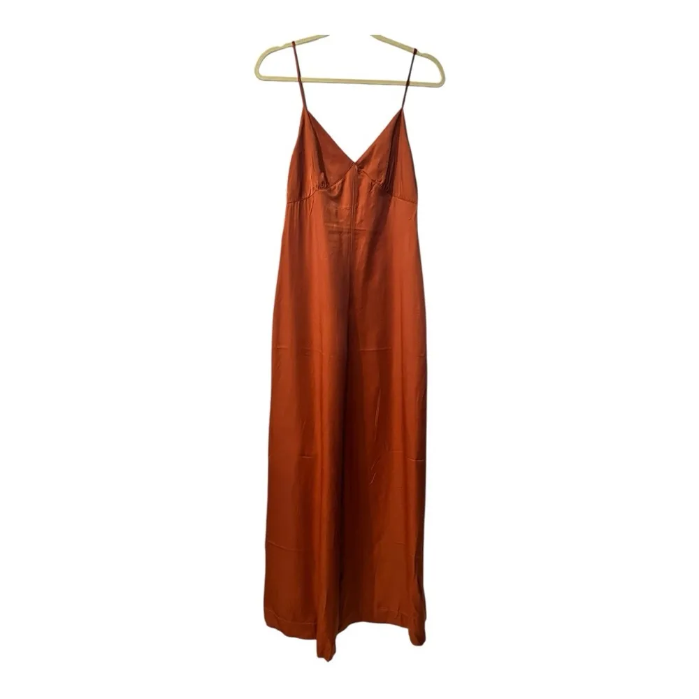 WeWoreWhat Slip Wide Leg Jumpsuit, size Small NWT straps & zipper color clay - Image 5