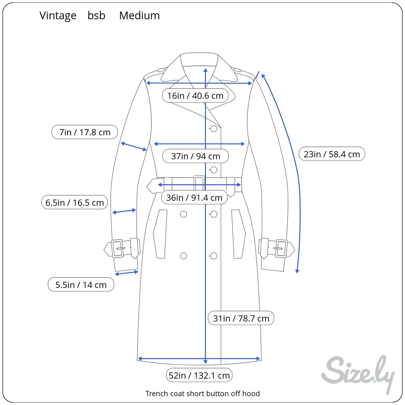 Trench coat short button off hood Tan Size M - Image 2